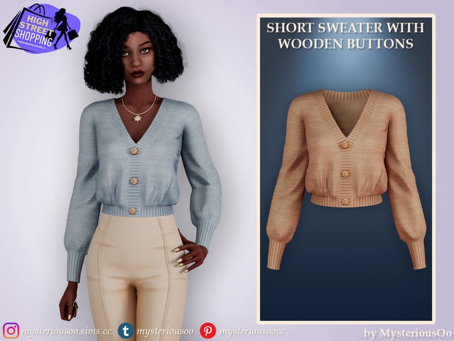 Скриншот мода Свитер Short Sweater with Wooden Buttons